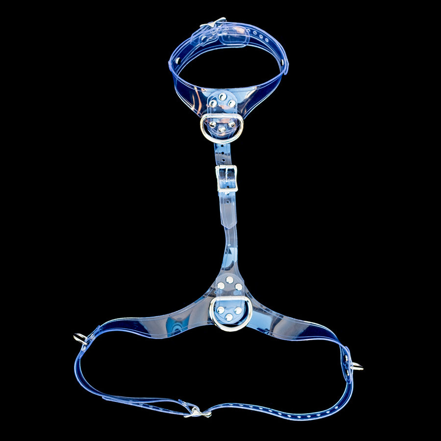 The Clear CTRL Bust Harness is shown against a black background.