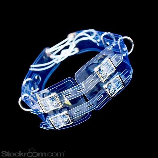 The Clear CTRL Waist Cincher from The Stockroom is displayed against a black background.