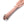 Load image into Gallery viewer, A close-up of the Stupid Cute Baby Pink Leather Flogger handle is shown against a blank background, displaying the small leather loop at the base of the handle and the metal hardware.
