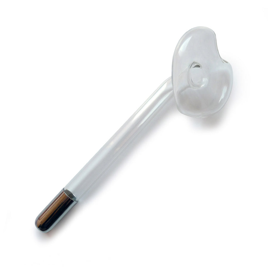 The KinkLab Heart-On Neon Wand Electroplay Attachment is displayed against a blank background. It is a thin glass tube with a glass heart at the top.