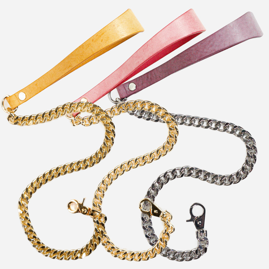 Luxury Leather and Chain Leash by Neon Coyotes