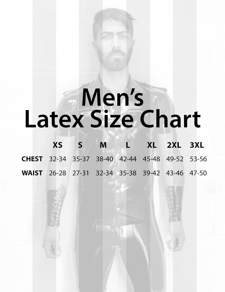 An image of the men's size chart for Syren Latex.