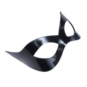 A black Mistress Mask by Syren Latex is displayed against a white background.