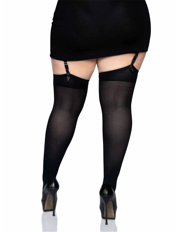 Leg Avenue Opaque Thigh-High Stockings Queen Size, Black