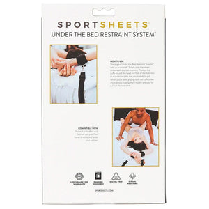 The back of the box for the Under The Bed Restraint System is shown against a blank background.