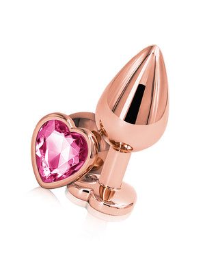 Jewel Rose Gold Heart Butt Plug, Pink-The Stockroom