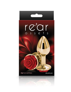 Red Rose Butt Plug, Gold-The Stockroom