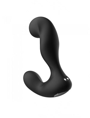 The Svakom Iker App-Controlled Prostate Vibrator is shown against a blank background with its magnetic charging ports visible.