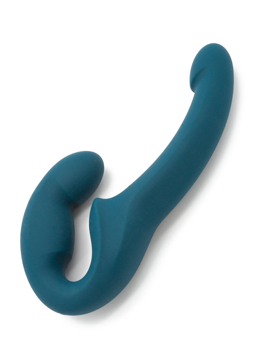 The Fun Factory Share Lite Double Dildo in Deep Sea Blue is shown against a blank background.
