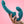 Load image into Gallery viewer, A woman’s hand is shown holding up a Fun Factory Share Lite Double Dildo in Deep Sea Blue against a pink background.

