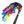 Load image into Gallery viewer, The Metallic Cow Leather Interchangeable Flogger Head 1&quot; in Rainbow is shown attached to the Black Interchangeable Handle against a blank background.
