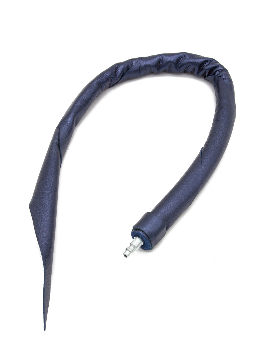 The Metallic Cow Leather Interchangeable Dragontail is shown in Dark Blue against a blank background.