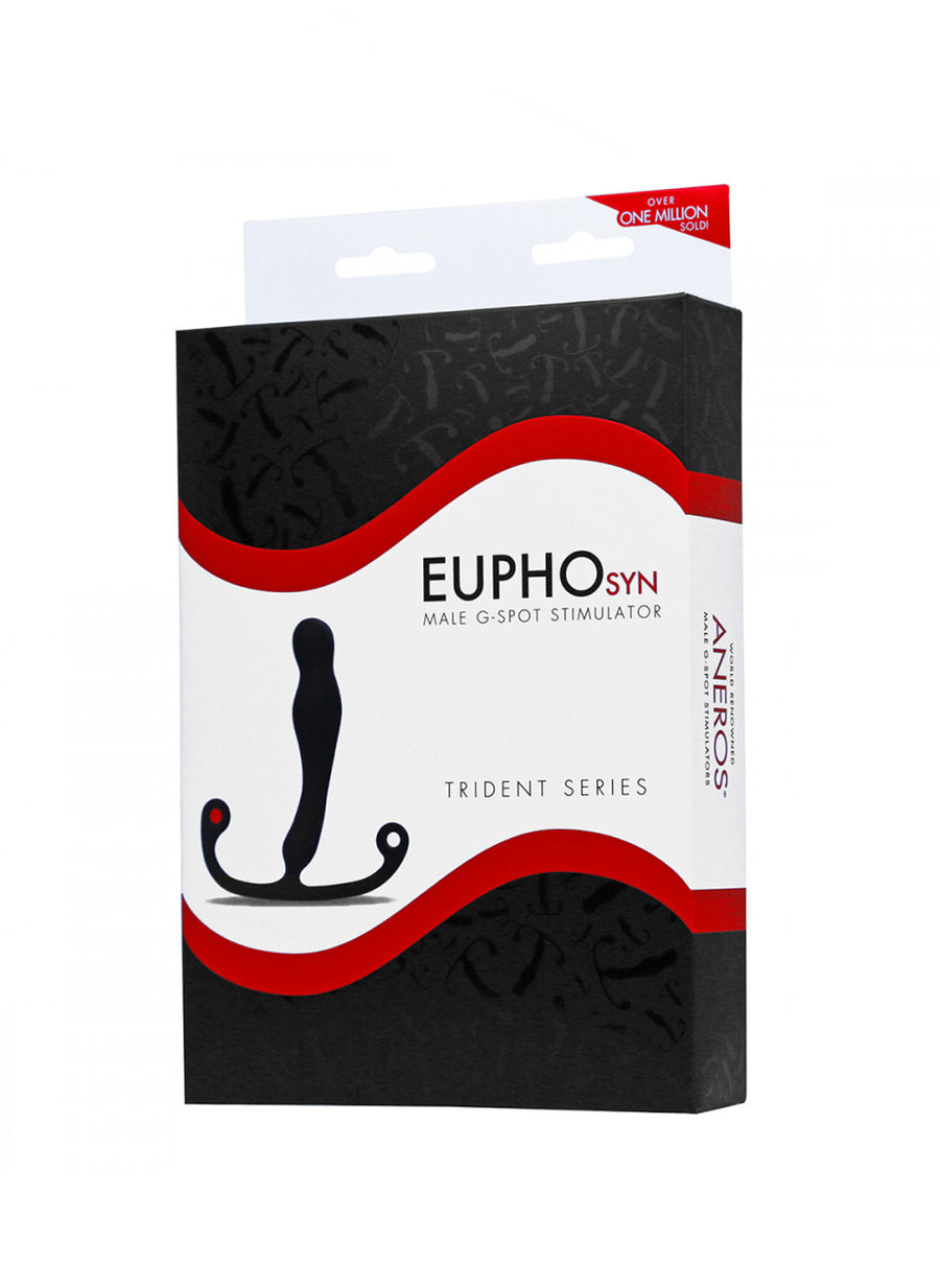 The packaging for the Aneros Eupho Syn Trident Prostate Massager is shown against a blank background.