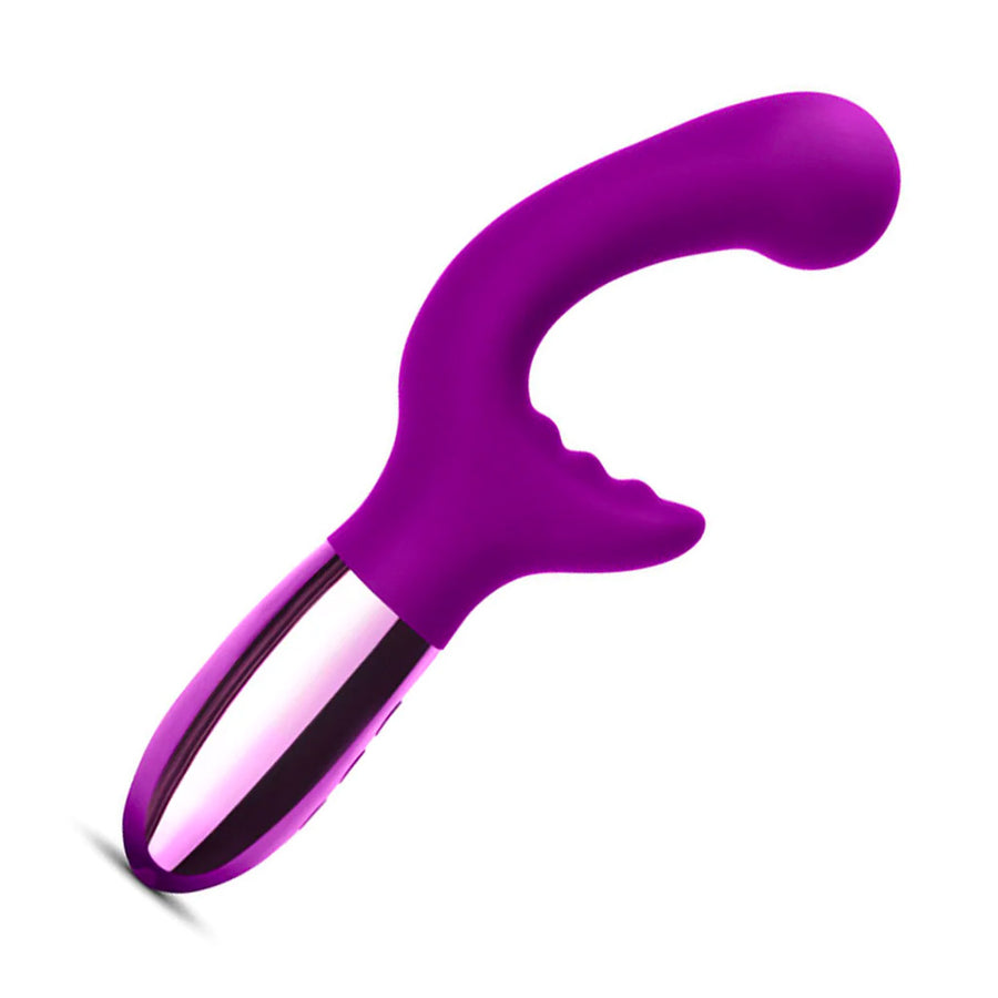 A Dark Chery Le Wand Xo Dual Stimulation Vibrator is shown against a blank background.