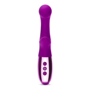A Dark Cherry Le Wand Xo Dual Stimulation Vibrator is shown against a blank background.