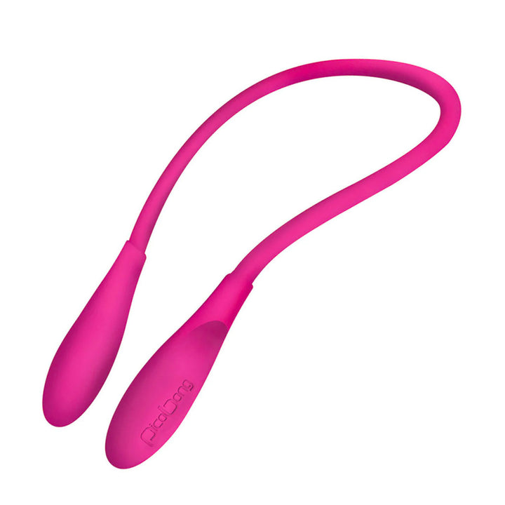 The Picobong Transformer Silicone Vibrator is shown in pink against a blank background. It has two bulbous ends connected by a thinner, firm but flexible piece of silicone.