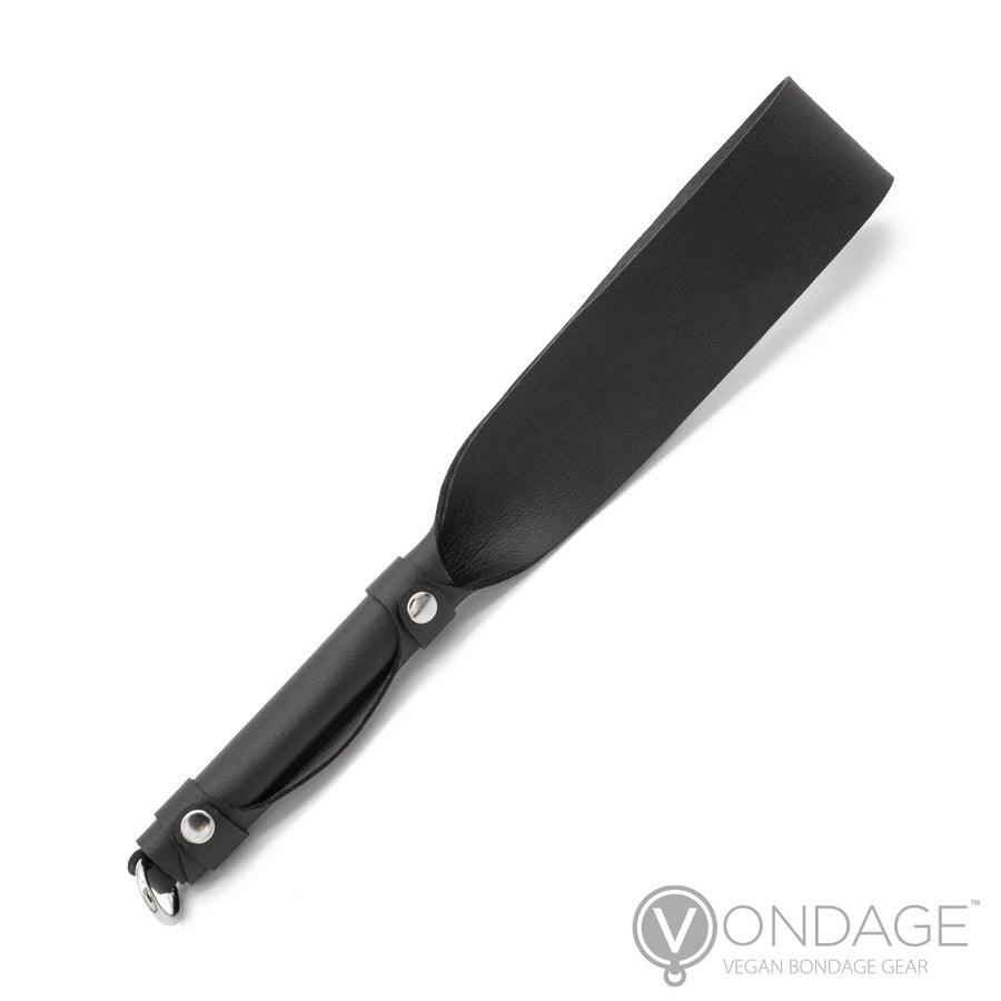 The Vondage Slapper Paddle is shown against a blank background. The paddle is black with a black handle and silver rivets on the handle.