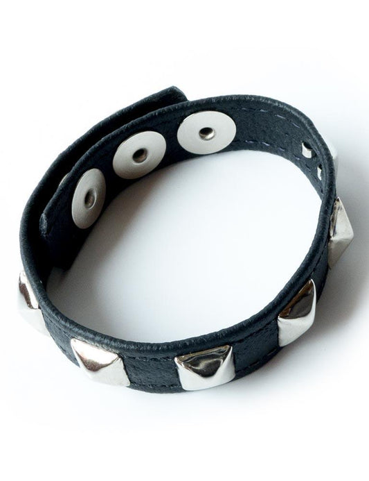 Leather Cock Ring w/ Pyramid Studs-The Stockroom