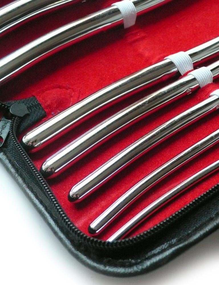 A close-up of the corner of the 8 Piece Hegar Urethral Sounds kit is displayed against a blank background.