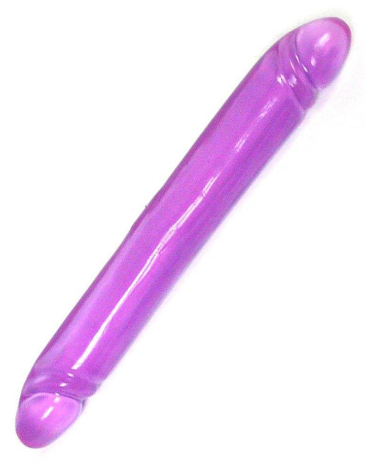 12" Reflective Gel, Smooth Double Dong, Purple-The Stockroom