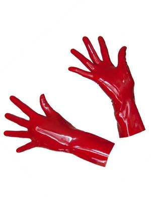 Wrist Length Latex Gloves, Red-The Stockroom