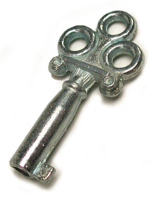 A silver Single Lock Handcuff Key with an ornate head is displayed against a blank background.