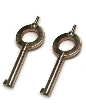 A pair of silver Double Lock Handcuff Keys are displayed against a blank background.