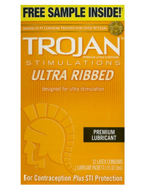 Trojan Ribbed Condoms, 12 Pk-The Stockroom
