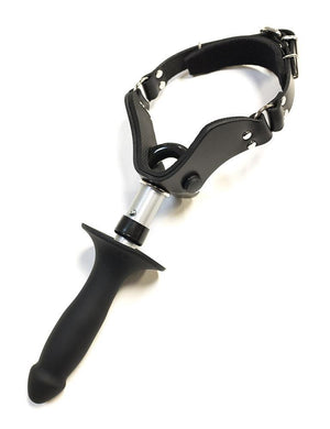 The Dildo Attachment For Scott Paul's Humiliator Gag is shown attached to the Humiliator Gag against a blank background.