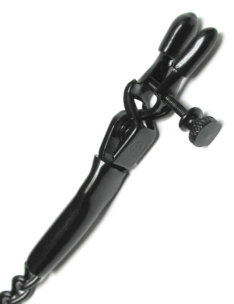 The Black Spring Jaw Style Nipple Clamps are displayed against a blank background.
