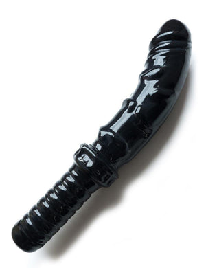 Latex Dildo on Solid Handle, Black-The Stockroom