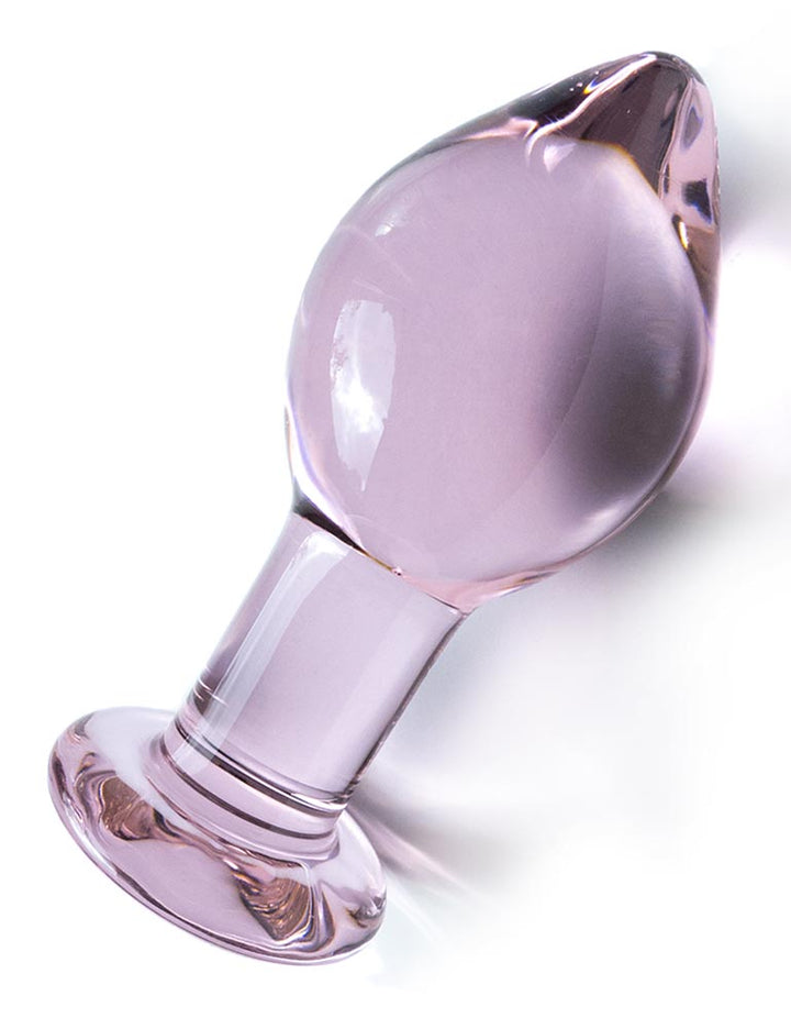 Crystal Glass Butt Plug, Pink, Large