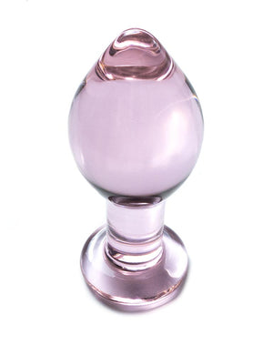 Crystal Glass Butt Plug, Pink, Large