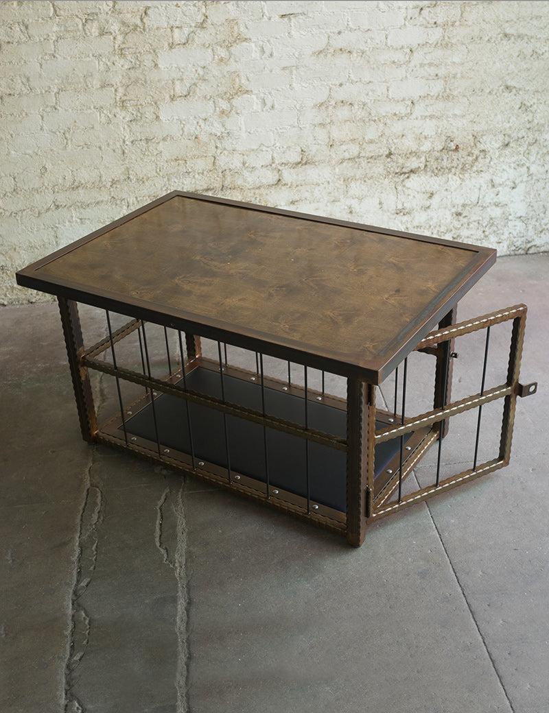 Hammered Steel Coffee Table/ Cage-The Stockroom