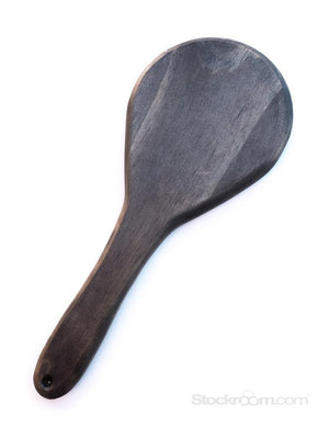 The Ebony Pine Peony Engraved Wooden Spanking Paddle is displayed against a blank background.