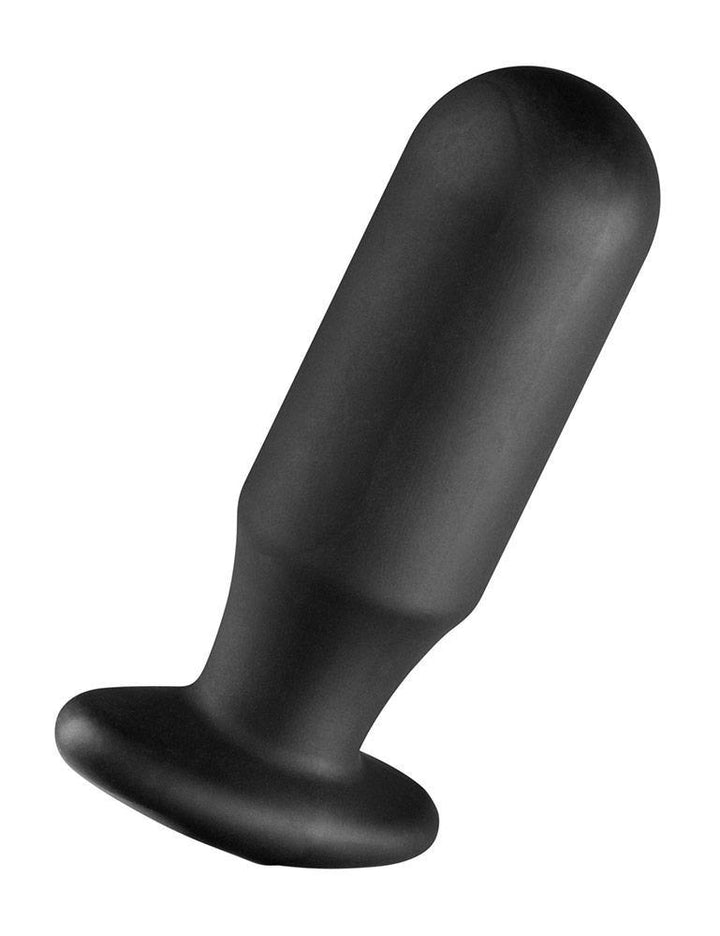 The Electrastim "Aura" Silicone Noir Multi-Purpose Probe is displayed against a blank background. It is a plug with a slightly thinner neck and wide base made of matte black silicone.