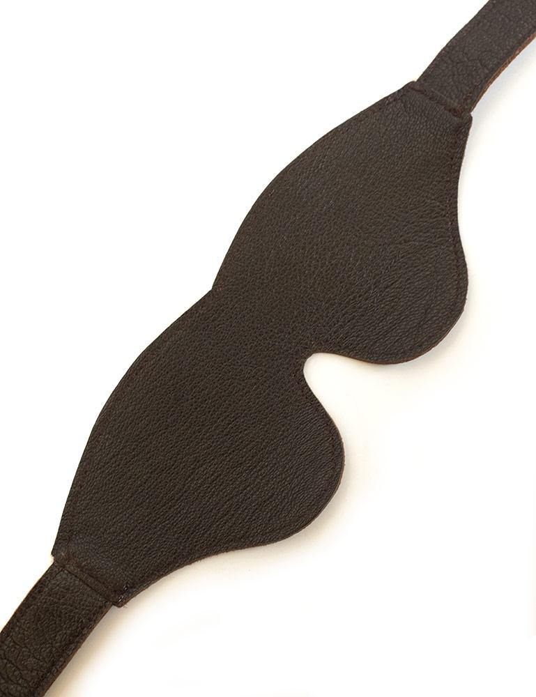 The BDSM Classic Cut Brown Leather Blindfold is displayed against a blank background.