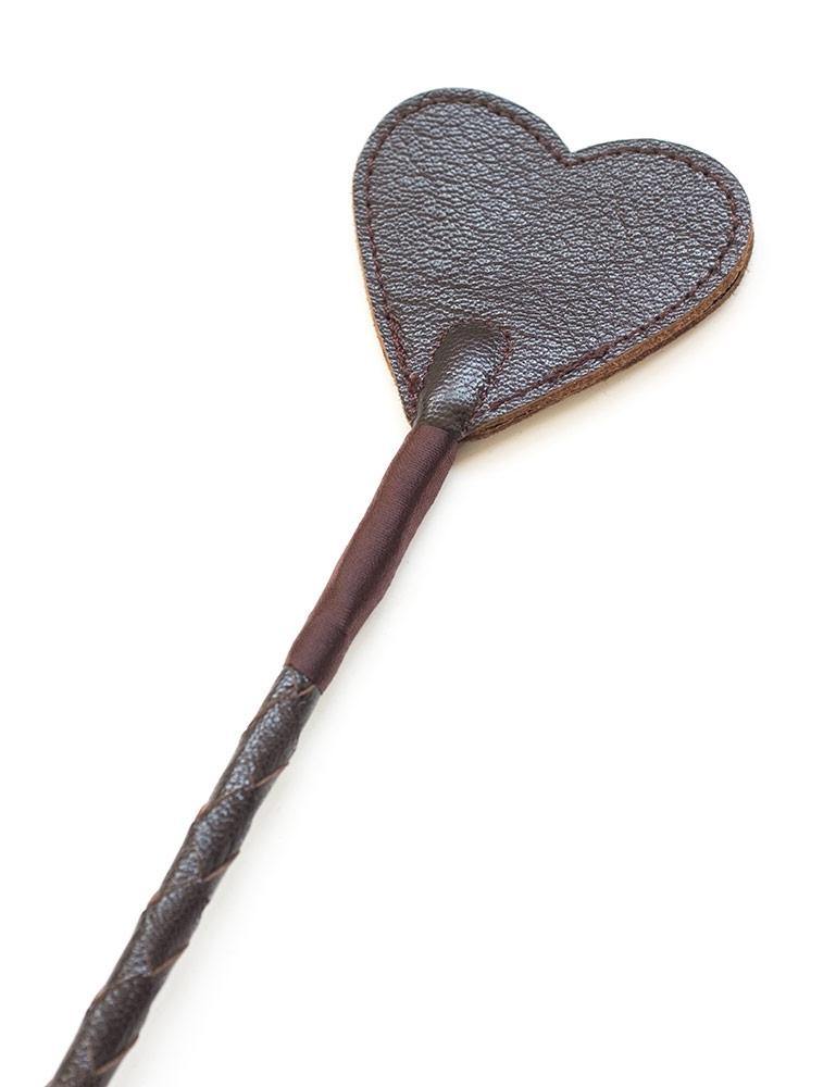 The Brown Leather Heart Crop is displayed against a blank background.