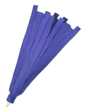 The purple Deer Leather Interchangeable Flogger Head with 1-inch purple falls is displayed against a blank background. There is a small piece of metal at the base of the flogger, where it attaches to a handle.