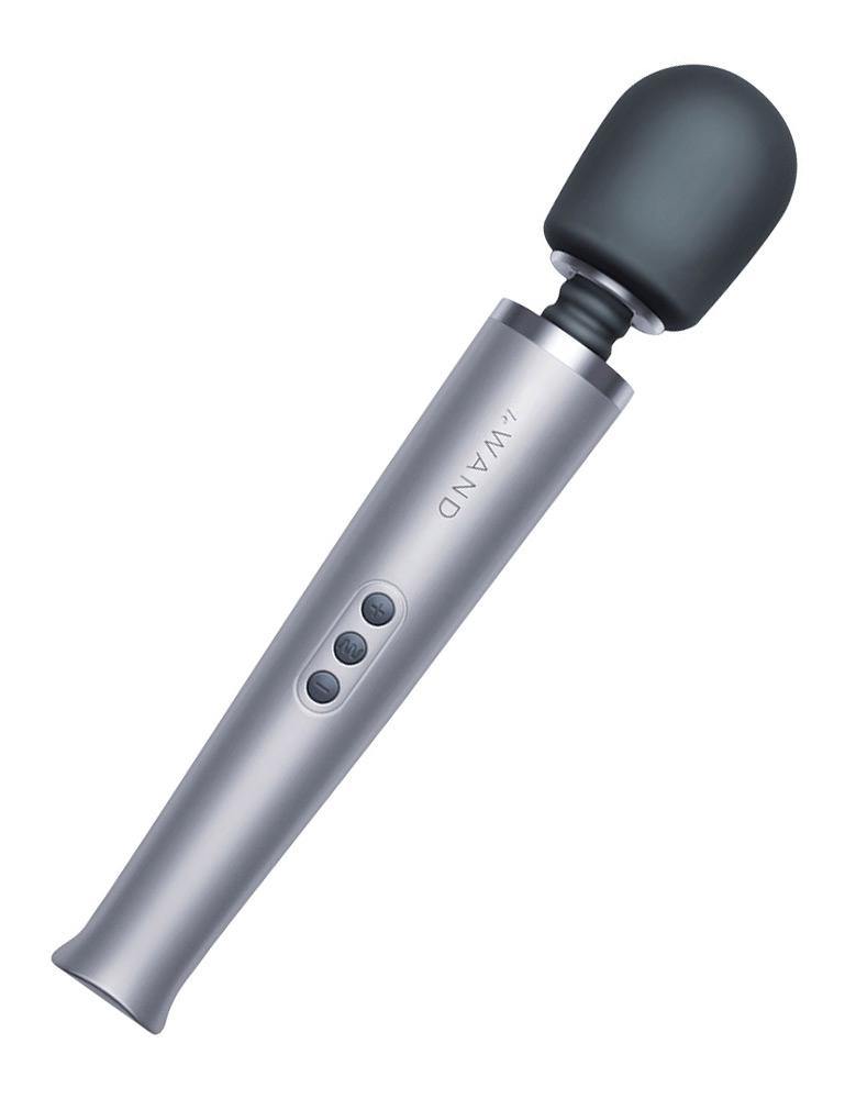 A Le Wand Rechargeable Vibrating Massager in Grey is shown against a blank background.