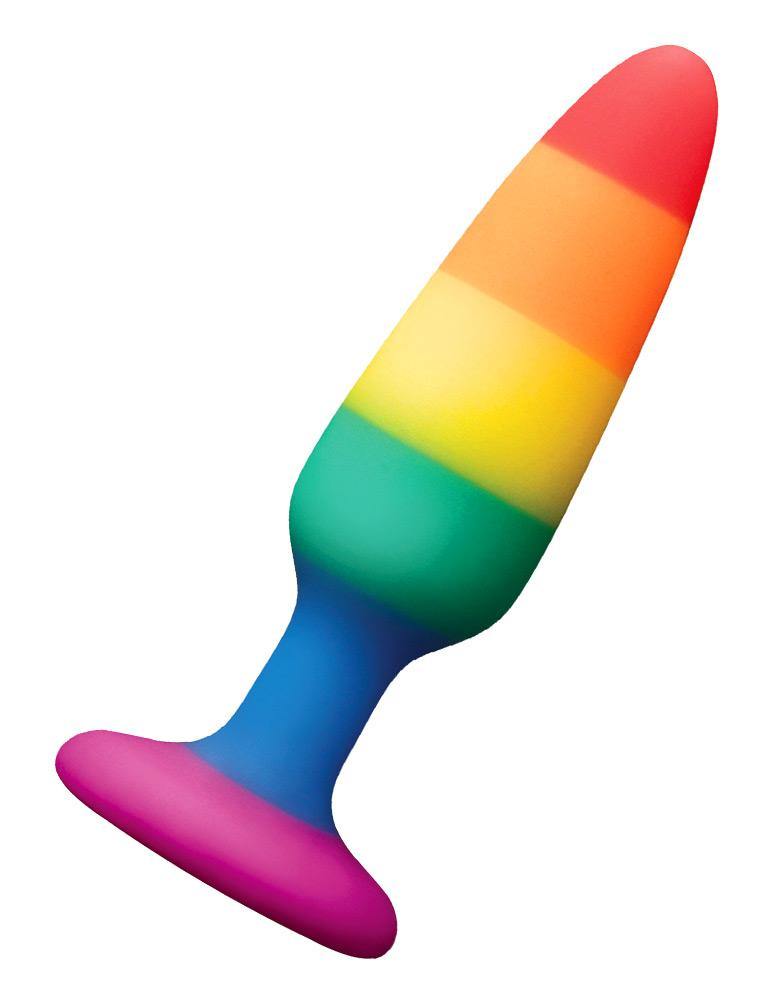 Colours Pride Pleasure Silicone Anal Plug, Small, Rainbow-The Stockroom