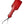 Load image into Gallery viewer, The Saffron Square paddle, made of red faux leather, is displayed against a blank background. The paddle is rectangular with rounded edges, and the handle has a bubble design with a wrist loop at the end.
