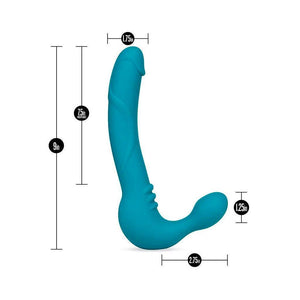 Temptasia Luna Strapless Vibrating Silicone Dildo, Teal-The Stockroom