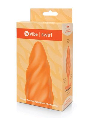 b-Vibe Texture Butt Plug Swirl, Orange, Medium-The Stockroom