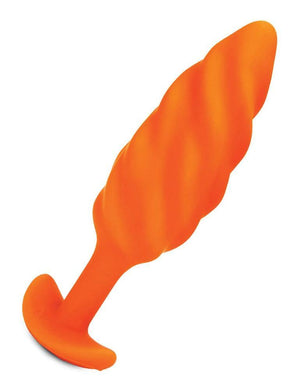 b-Vibe Texture Butt Plug Swirl, Orange, Medium-The Stockroom