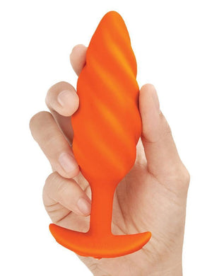 b-Vibe Texture Butt Plug Swirl, Orange, Medium-The Stockroom