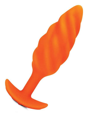 b-Vibe Texture Butt Plug Swirl, Orange, Medium-The Stockroom