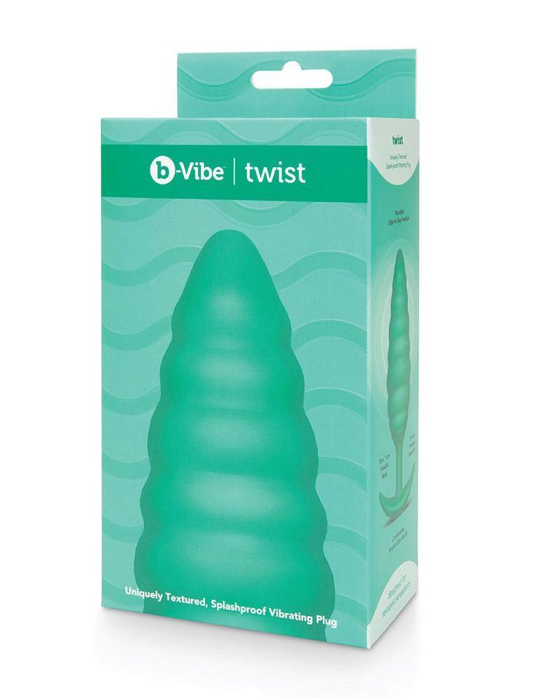b-Vibe Texture Butt Plug Twist, Green, Large-The Stockroom