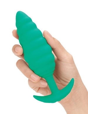 b-Vibe Texture Butt Plug Twist, Green, Large-The Stockroom