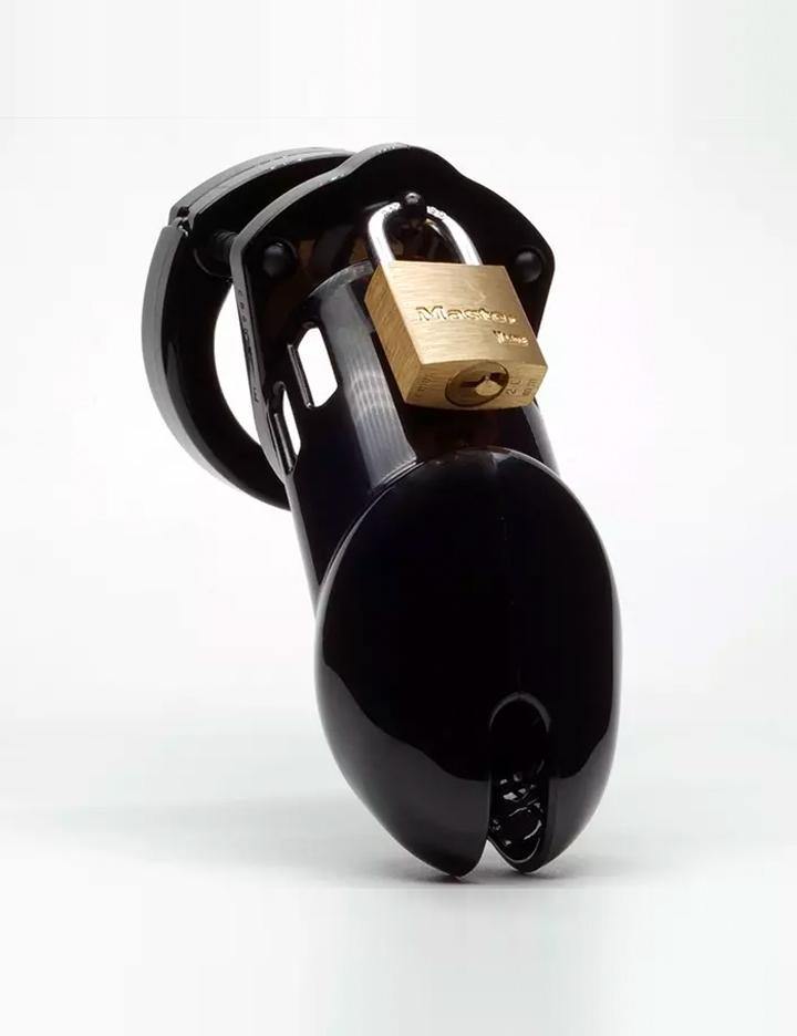 The CB-6000 Male Chastity Device in black is shown from the front against a blank background.